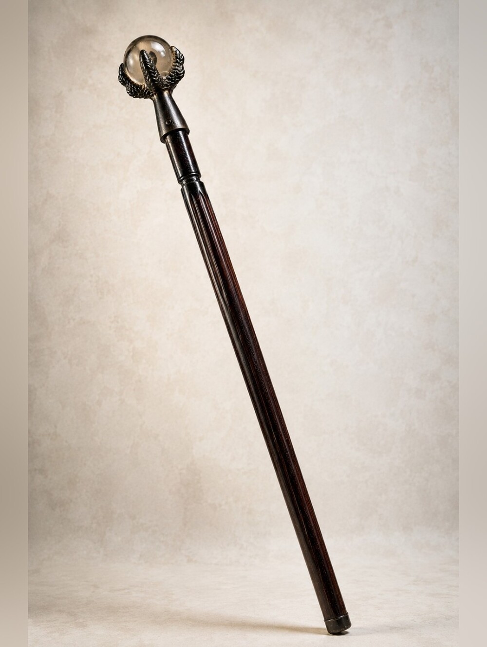 Vintage Dragon Claw Glass Orb Walking Cane Gothic Fantasy Wizard Staff 40"